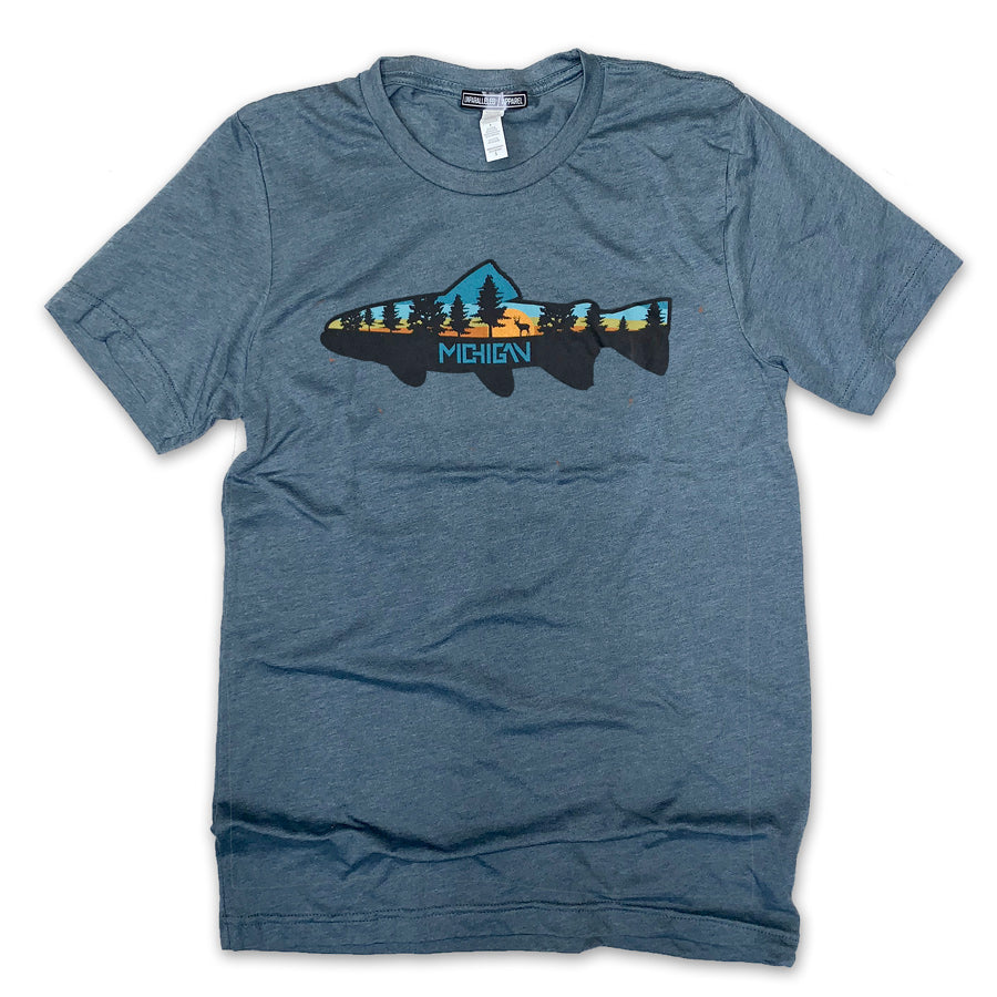 Michigan Fish T-Shirt | Michigan Fishing Shirt Slate / Large